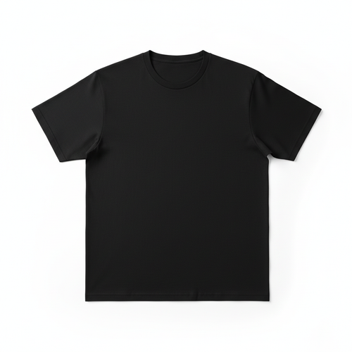 Plain black t-shirt on white background